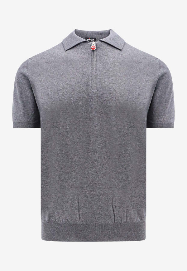 Kiton Ciro Paone Half-Zip Polo T-shirt Gray UMKX33Z_K284