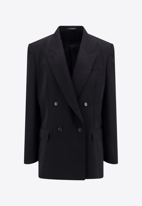 Balenciaga Double-Breasted Oversized Wool Blazer Black 773331TNT39_1000