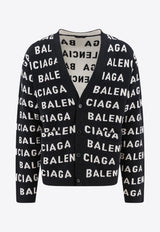 Balenciaga All-Over Logo Intarsia Cardigan Black 766471T1673_1070