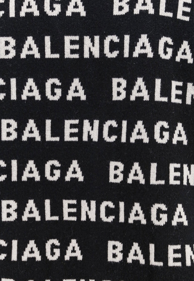 Balenciaga All-Over Logo Intarsia Cardigan Black 766471T1673_1070