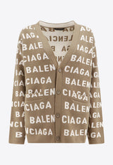 Balenciaga All-Over Logo Intarsia Cardigan Beige 766414T1673_9677