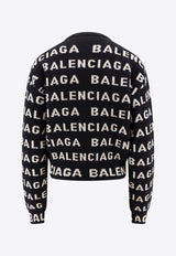 Balenciaga All-Over Logo Wool Sweater Black 761591T1673_1070