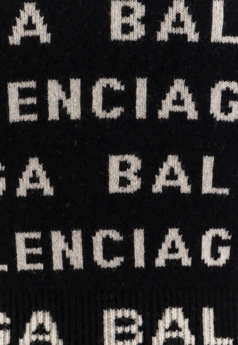 Balenciaga All-Over Logo Wool Sweater Black 761591T1673_1070