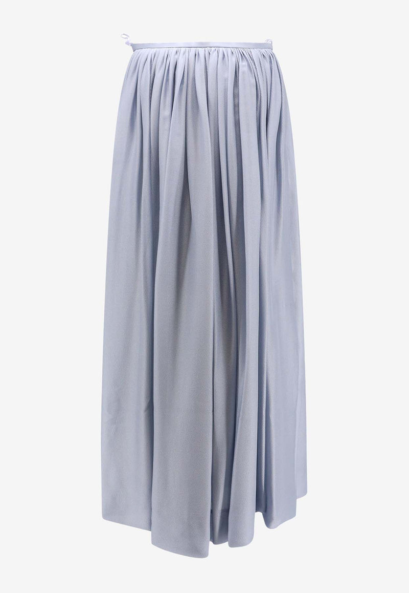 Giorgio Armani Ruched Silk Maxi Skirt Blue 4SHNN09FT04UH_U9TQ