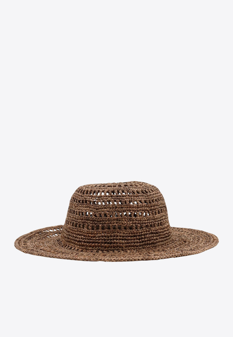 IBELIV Lalao Embroidered Raffia Hat Brown LALAO_DARKTEA