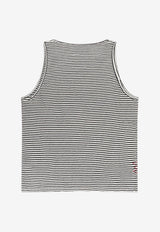 AMARÁNTO Logo Patch Striped Tank Top Black B6B0038_NERO