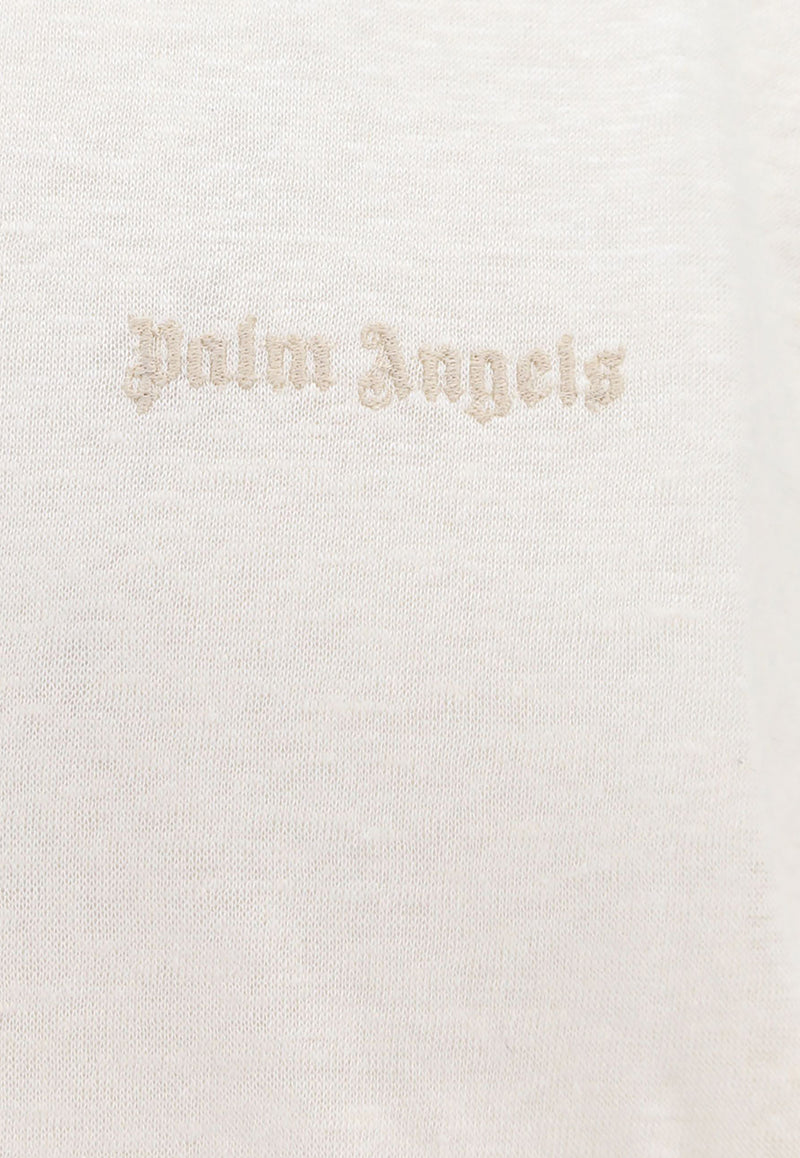 Palm Angels Embroidered Logo Crewneck T-shirt White PMAA091S24FAB001_0303