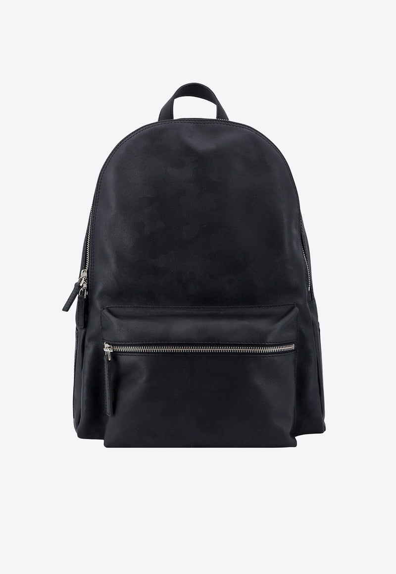 Orciani Logo Lettering Leather Backpack Black P00711SKY_NER