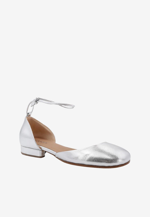 Durazzi Milano Metallic Leather Ballet Flats Silver SS24S02S_V011