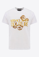 Versace Jeans Watercolor Logo Print T-shirt White 76GAHG00CJ00G_G03