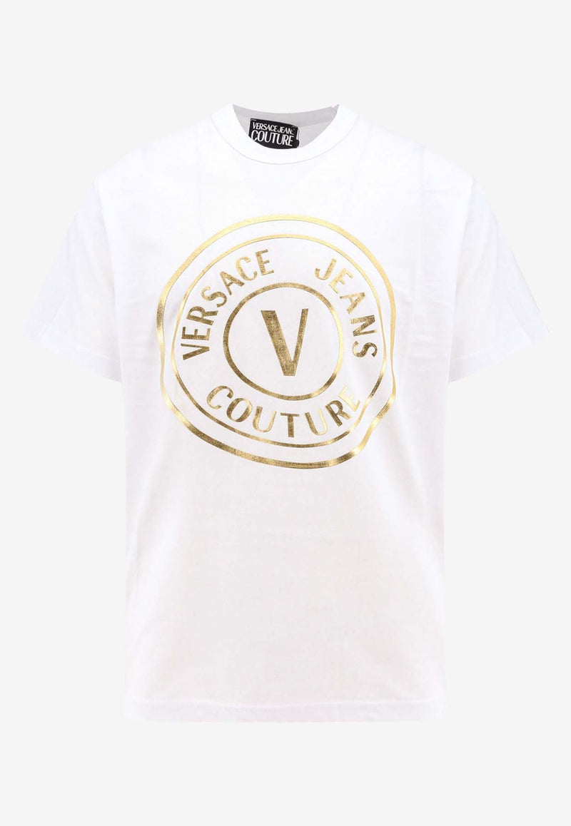 Versace Jeans V-emblem Print T-shirt White 76GAHT04CJ00T_G03