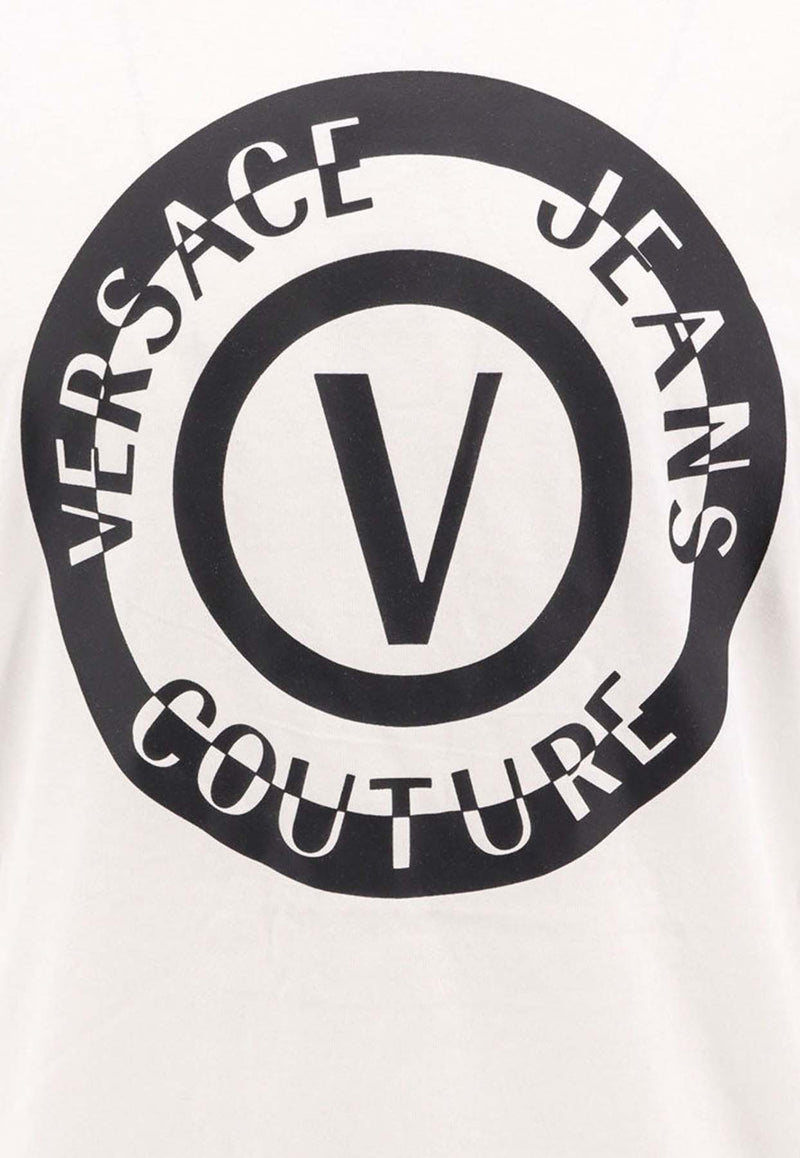 Versace Jeans Logo Print Crewneck T-shirt White 76GAHT06CJ00T_003