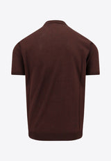 Roberto Collina Short-Sleeved Knit Polo T-shirt Brown RT10024_08
