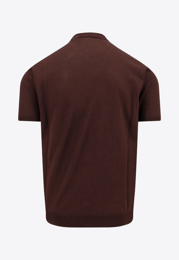 Roberto Collina Short-Sleeved Knit Polo T-shirt Brown RT10024_08