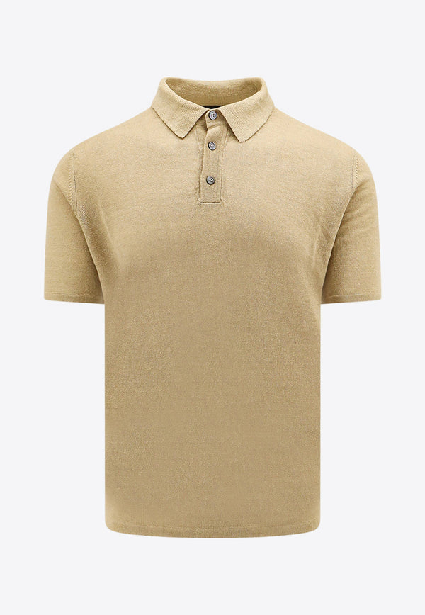 Roberto Collina Ribbed Knit Polo T-shirt Beige RT20024_04