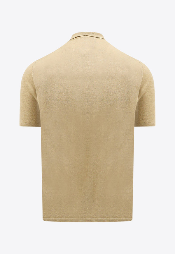 Roberto Collina Ribbed Knit Polo T-shirt Beige RT20024_04