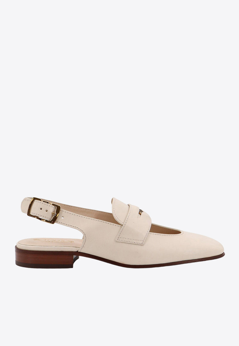 Tod's Penny Bar Leather Slingback Flats White XXW14L0IJ50NF5_B008