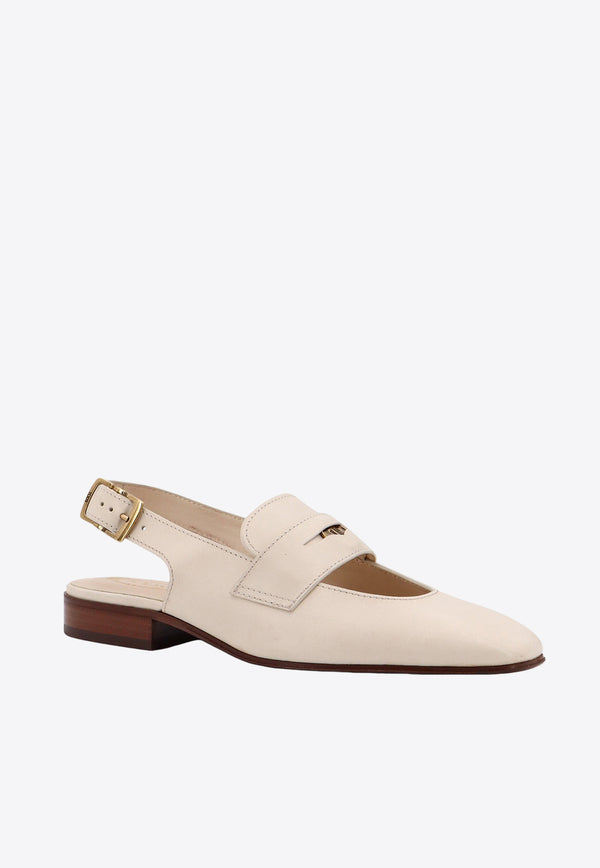 Tod's Penny Bar Leather Slingback Flats White XXW14L0IJ50NF5_B008