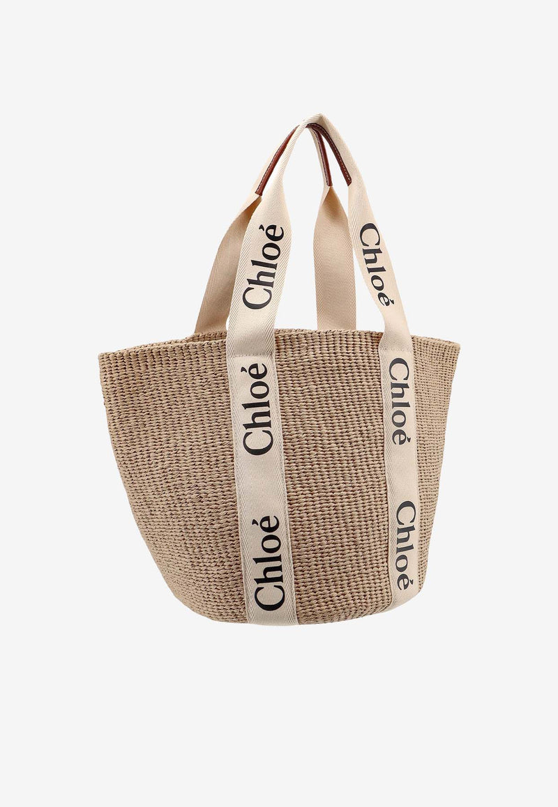 Chloé Large Woody Basket Tote Bag Beige C22SS380G55_101