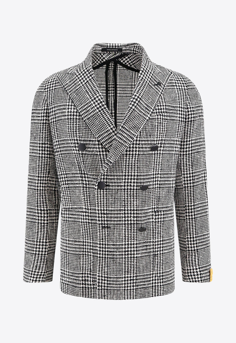 Tagliatore Prince of Wales Double-Breasted Blazer Gray 1SMC20K160051_EN903