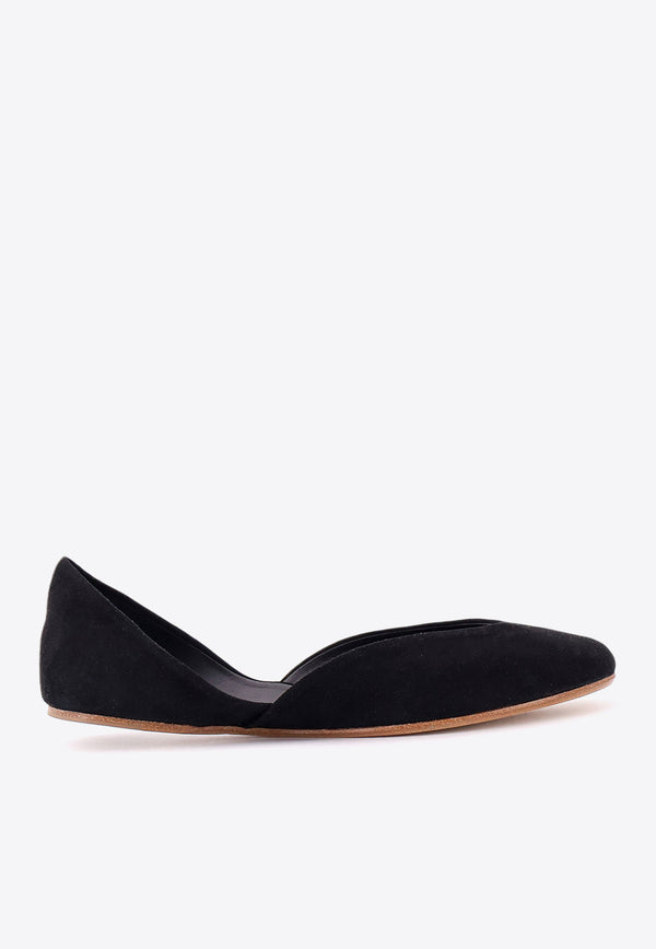 The Row Gemma Suede Ballet Flats Black F1518L21_BLK