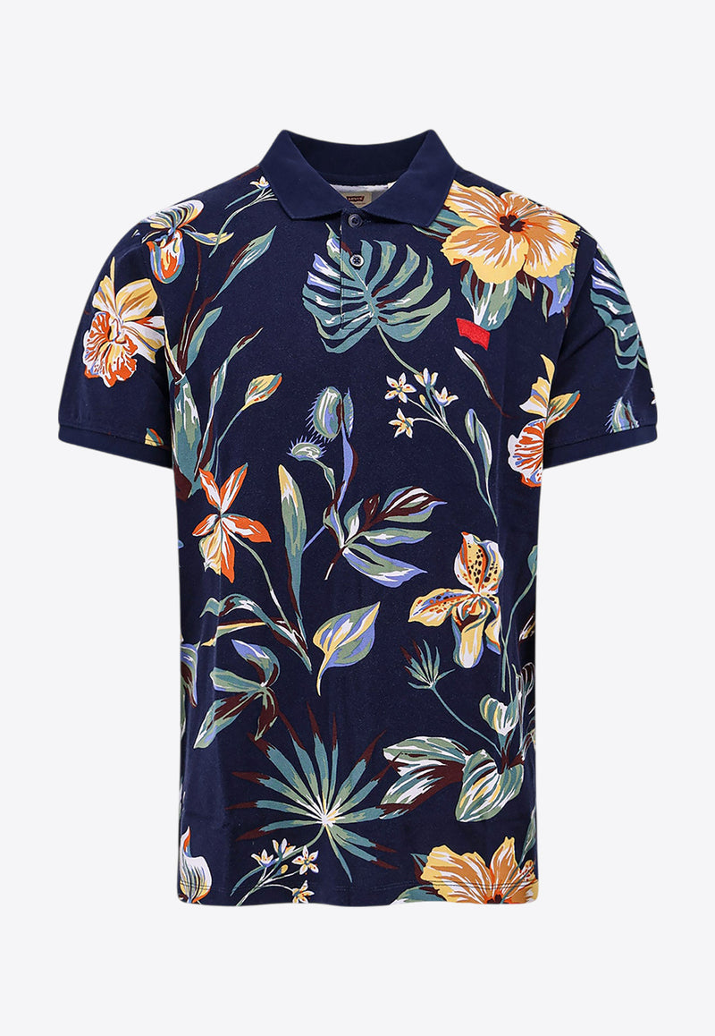 Levi's Floral Print Housemark Polo T-shirt Blue A4842_0052