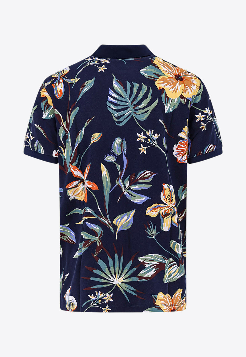 Levi's Floral Print Housemark Polo T-shirt Blue A4842_0052