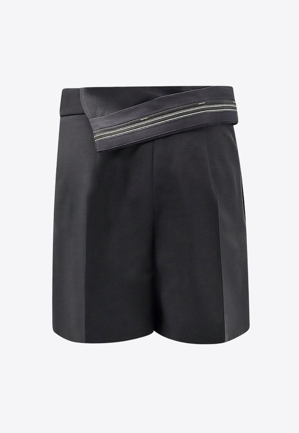 Fendi High-Waist Wool Shorts Black FR6543S9A_F0GME