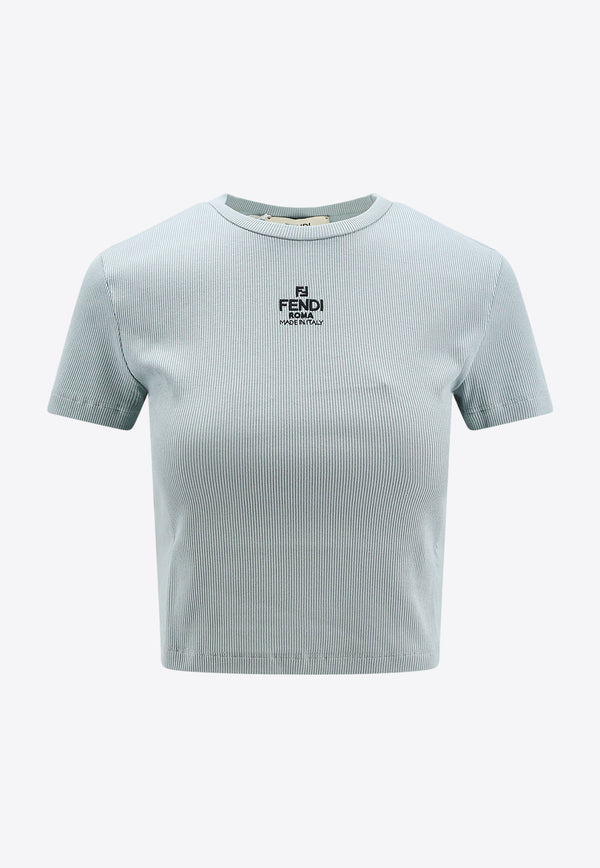 Fendi Logo-Embroidered Ribbed T-shirt FS8110ANQM_F08S8