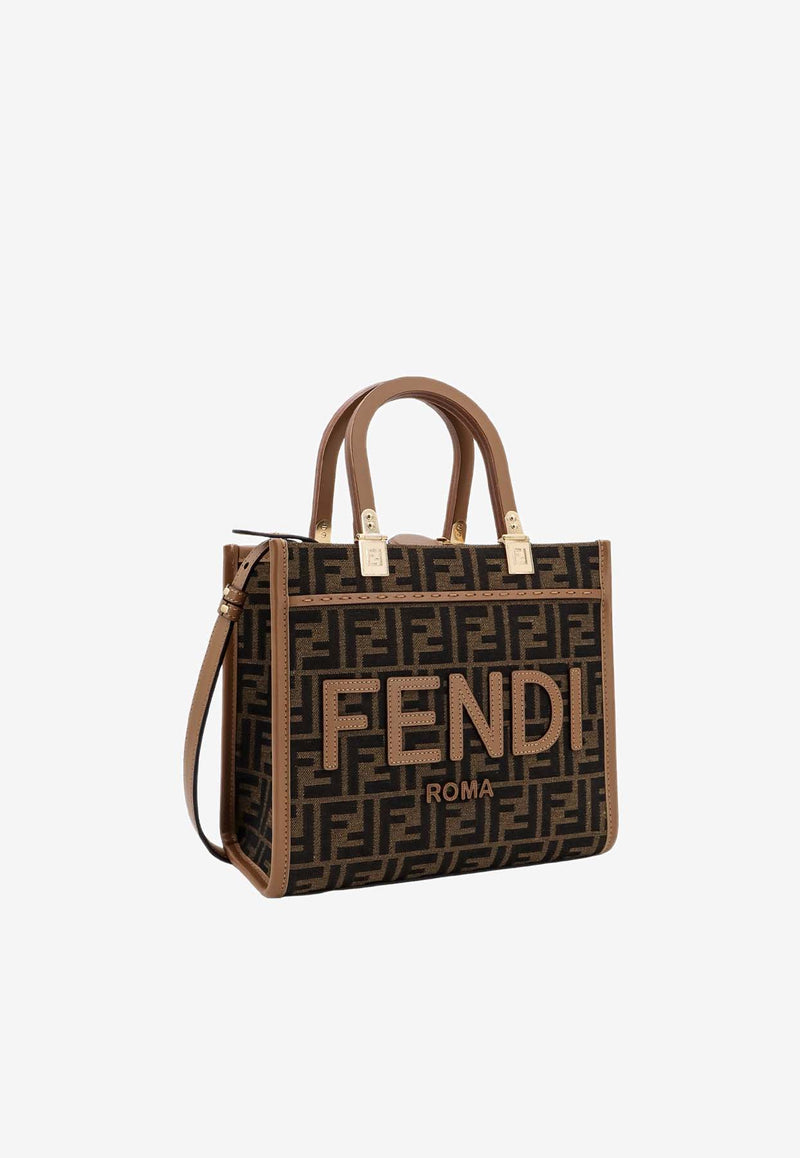 Fendi Small Sunshine FF Jacquard Top Handle Bag Brown 8BH394ALVY_F1GE3