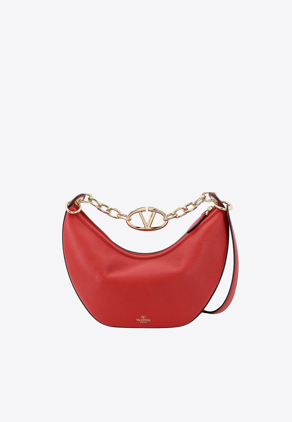 Valentino VLogo Moon Shoulder Bag in Calf Leather Red 4W0B0Q42JDK_0RO