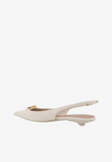 Valentino The Bold Edition VLogo Slingback Flats in Calf Leather Ivory 4W0S0IY1EEY_098