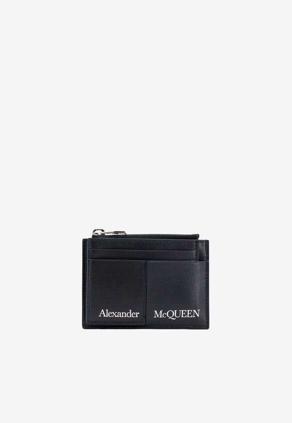Alexander McQueen Logo Print Zip Cardholder Black 7265671AAJO_1000