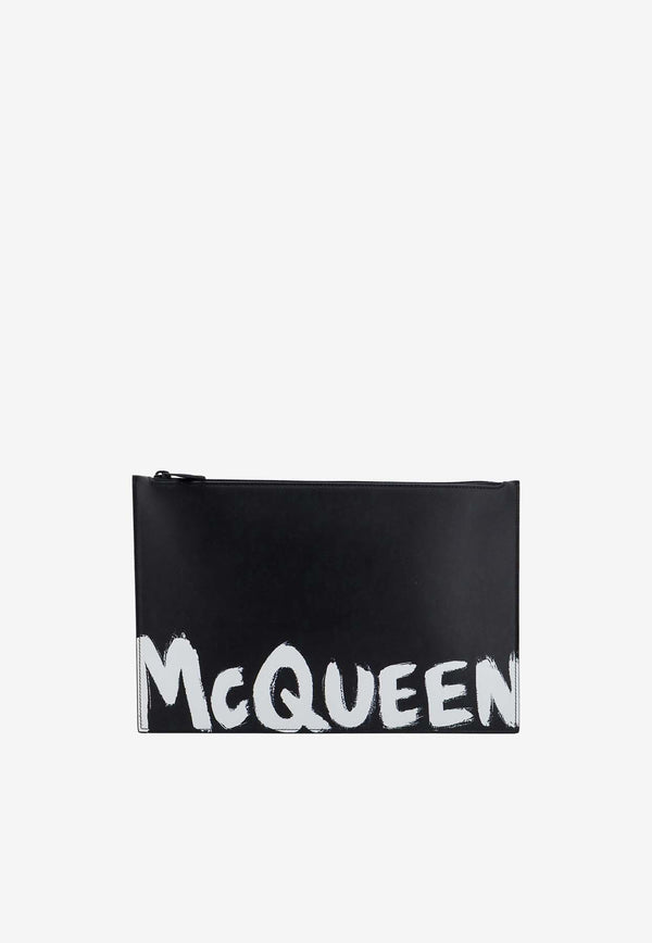 Alexander McQueen Graffiti Logo Print Pouch Bag Black 5604721NT5B_1070