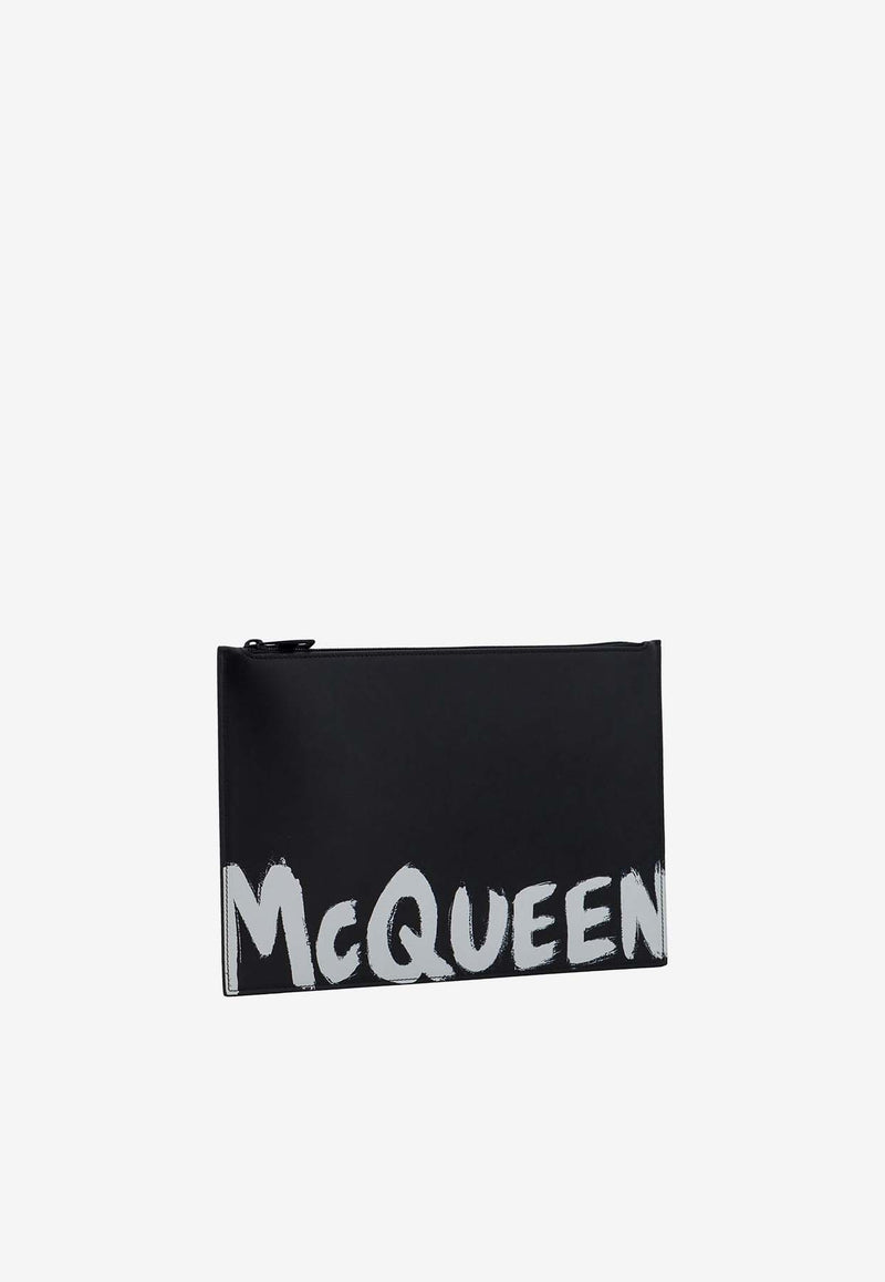 Alexander McQueen Graffiti Logo Print Pouch Bag Black 5604721NT5B_1070