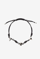 Alexander McQueen Skull and Spike Braided Bracelet Black 7284971AAL8_1000