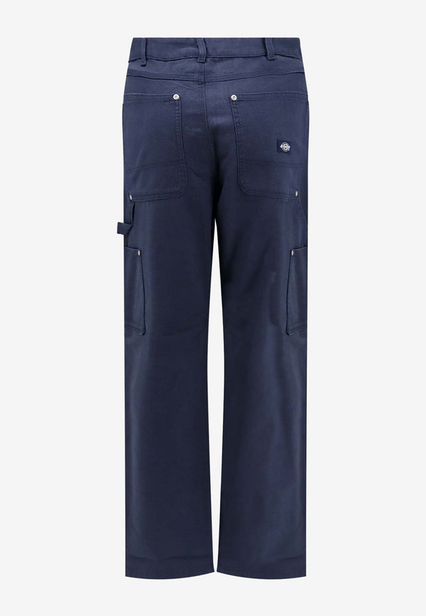 Dickies Logo Patch Straight-Leg Pants Blue DK0A4Z2E_TJA1