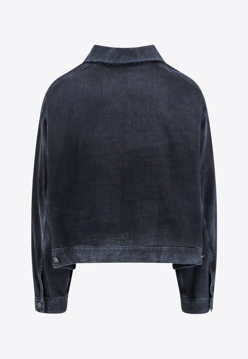 Balenciaga Off-Shoulder Denim Jacket Black 786638TQW59_2470