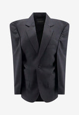 Balenciaga Pinstripe Cut-Away Wool Blazer Gray 790912TQT12_1140