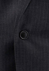 Balenciaga Pinstripe Cut-Away Wool Blazer Gray 790912TQT12_1140