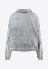 Balenciaga Off-Shoulder Denim Jacket Blue 786638TQW55_6379