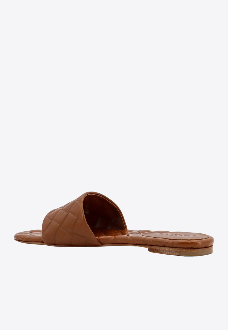 Bottega Veneta Amy Intreccio Leather Flat Sandals Cognac 778163V3RS0_2591