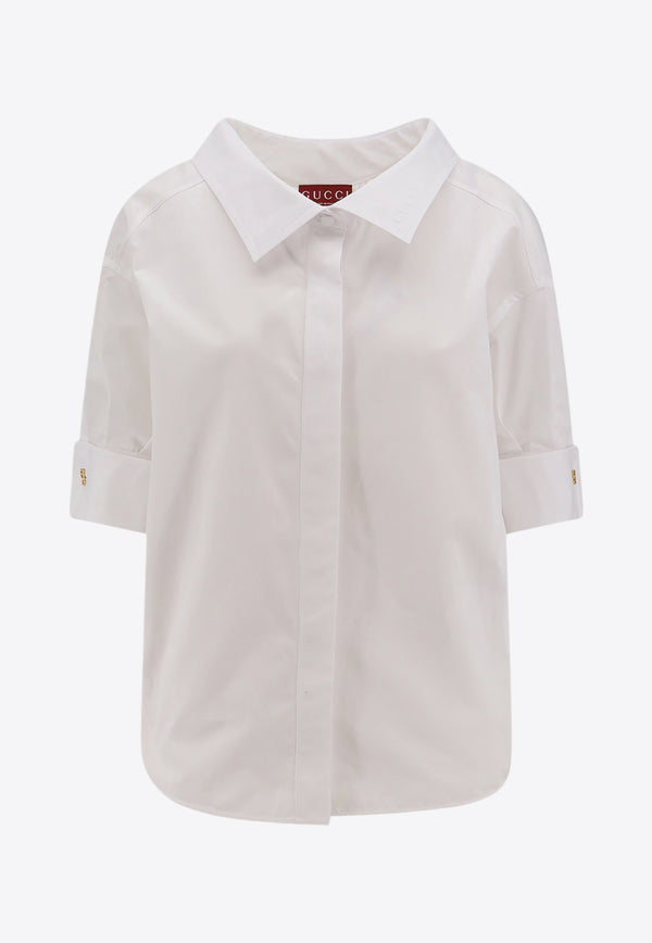 Gucci Pointed-Collar Poplin Shirt  White 781712ZAQMO_9000