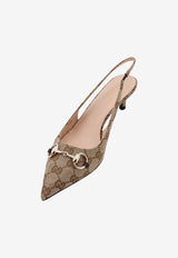 Gucci 45 GG Supreme Slingback Canvas Pumps Beige 7826272HK80_9763