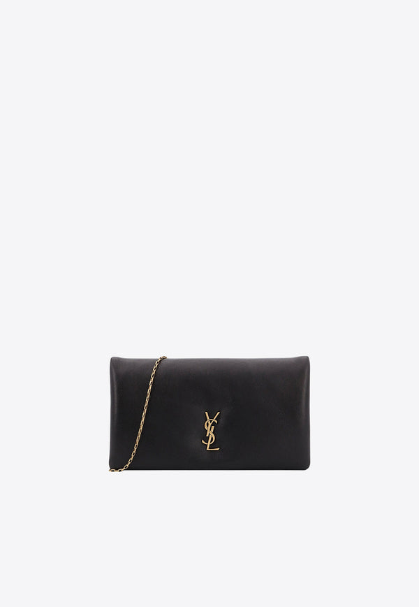 Saint Laurent Cassandre Leather Chain Clutch Black 790497AACX7_1000