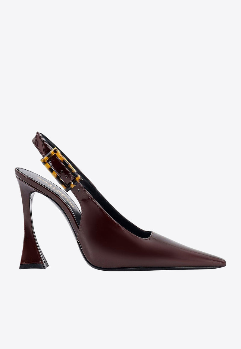 Saint Laurent Dune 110 Patent Leather Slingback Pumps Brown 786756AAAPQ_2226