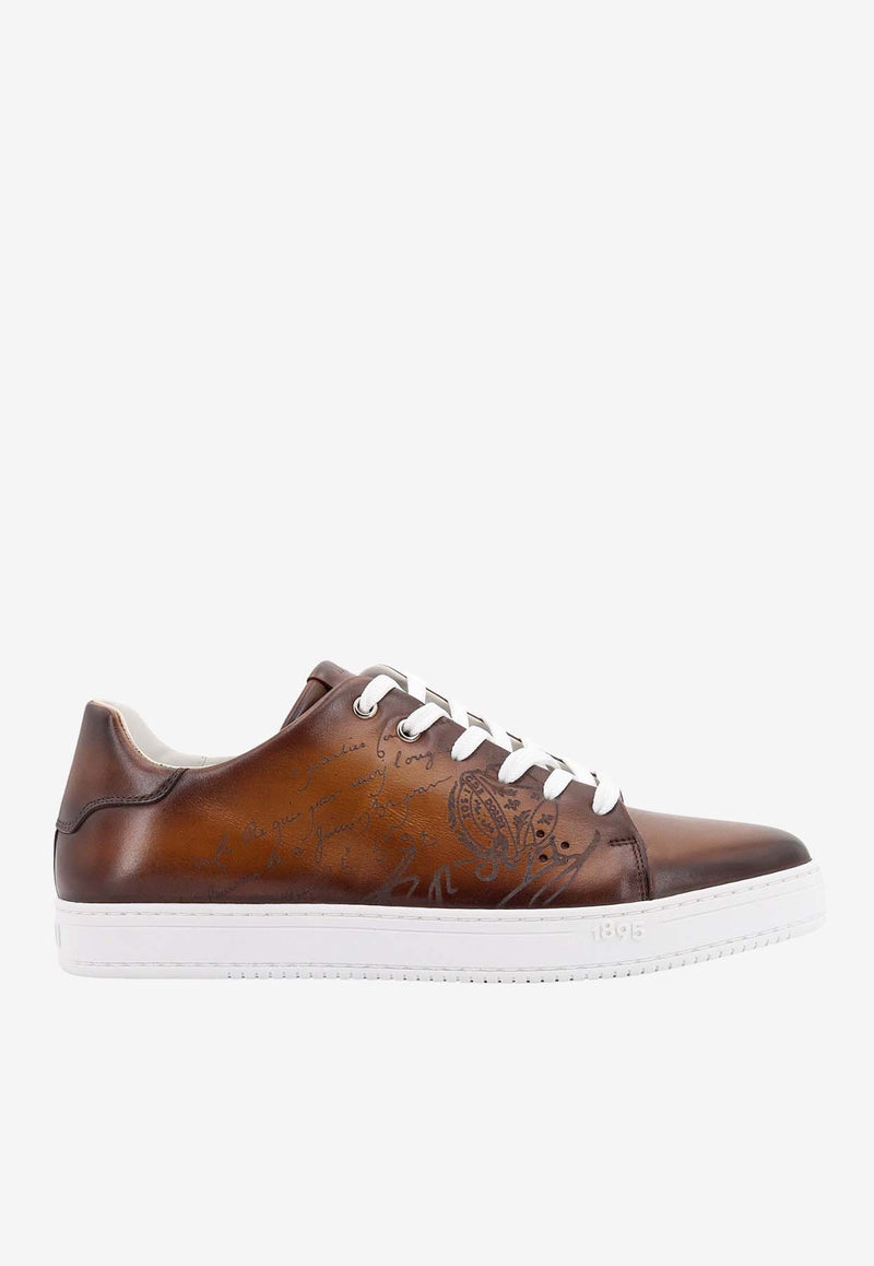 Berluti Playtime Scritto Leather Sneakers Brown S5330018_ML6