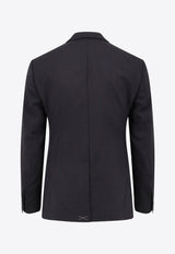 Dolce & Gabbana Logo Embroidered Single-Breasted Blazer Black G2NW0ZFU28E_N0000