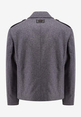 Dolce & Gabbana Double-Breasted Peacoat  Gray G046WTHUMUB_S8290