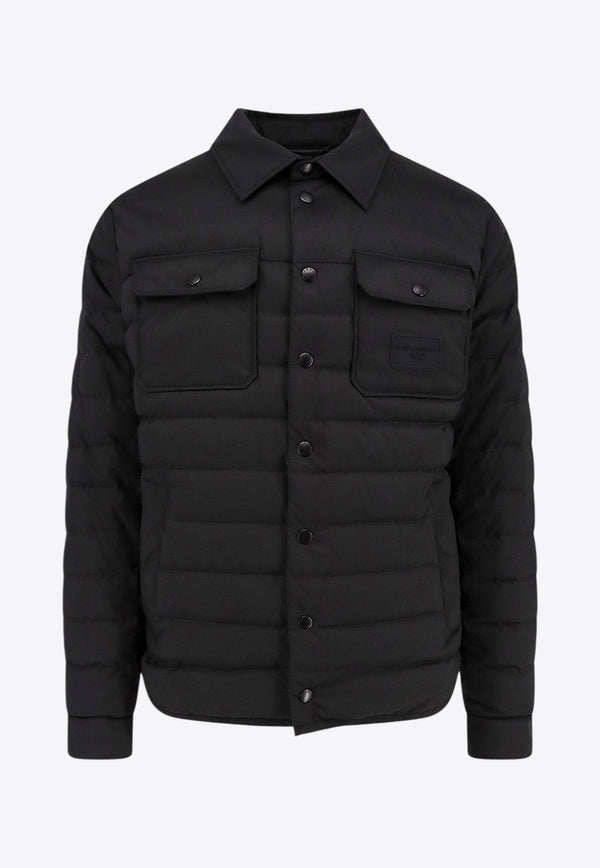 Dolce & Gabbana Logo Patch Quilted Down Jacket Black G9BBWTFUS0D_N0000